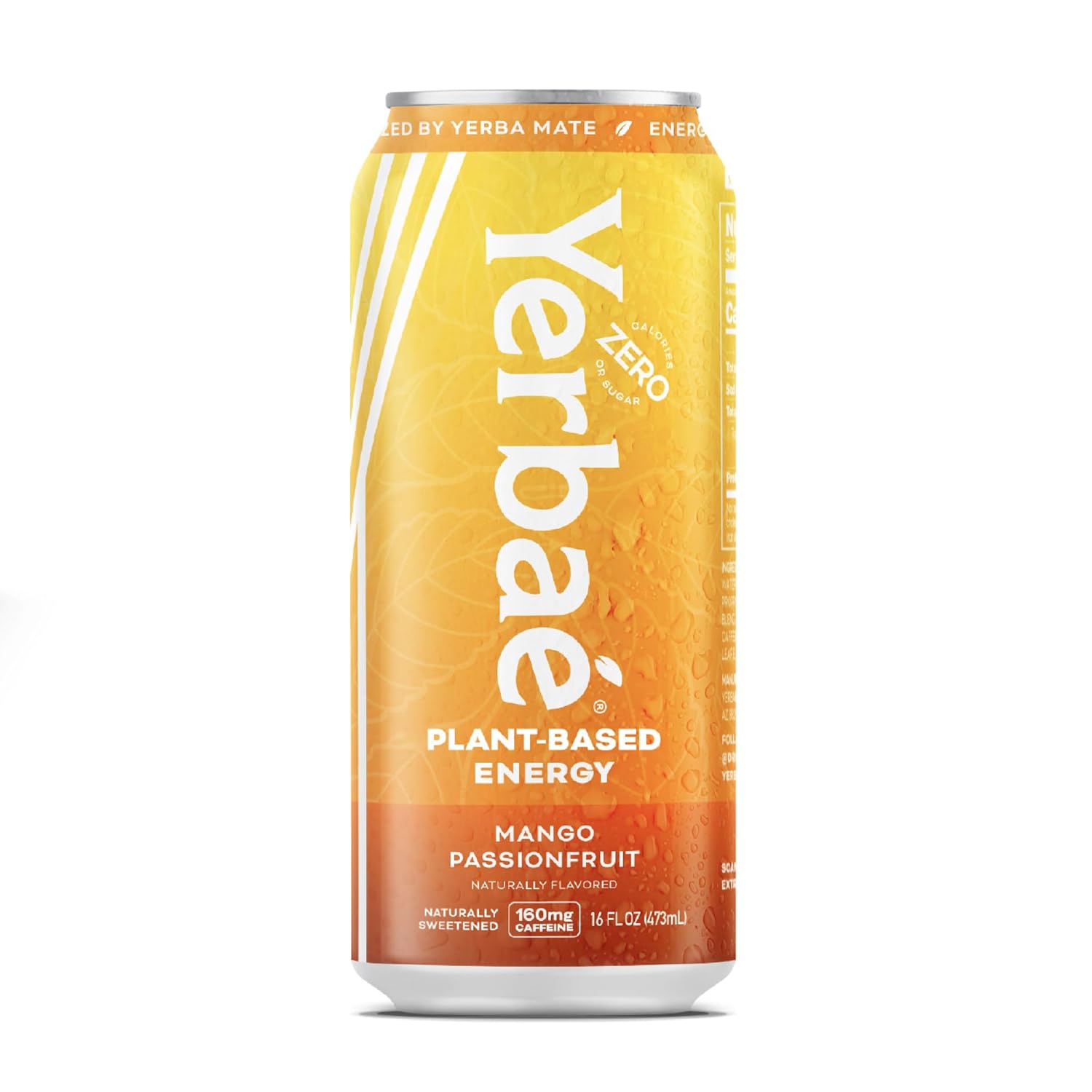 Yerbaé Energy Beverage - Mango Passion Fruit, 0 Sugar, 0 Calories, 0 Carbs. Yerbae is Energized by Yerba Mate, Plant-Based, Healthy Alternative to Sugary Energy Drinks, 16oz cans (12 Pack)