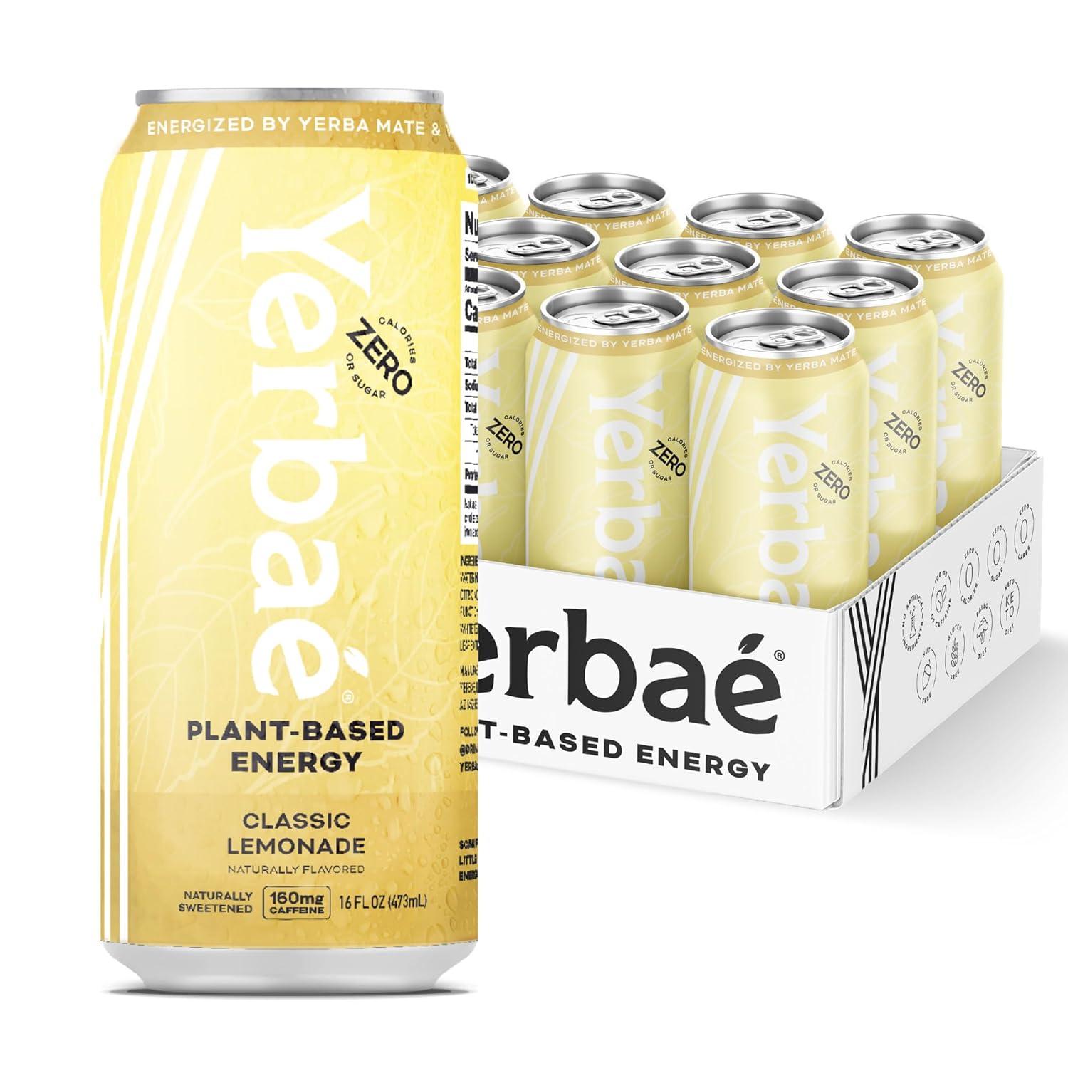 Yerbaé Energy Beverage - Variety Power Pack, 0 Sugar, 0 Calories, 0 Carbs. Yerbae is Energized by Yerba Mate, Plant-Based, Healthy Alternative to Sugary Energy Drinks, 16oz cans (12 Pack)