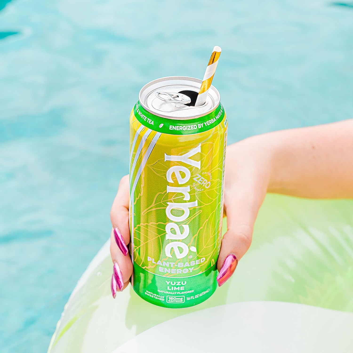 Yerbaé Energy Beverage Yuzu Lime - Lemon Lime Flavor - 0 Sugar, 0 Calories, 0 Carbs, Energized by Yerba Mate. Yerbae is Naturally Caffeinated & Plant-Based, Healthy Alternative to Coffee and Sugary Sodas 16oz cans (12 Pack)