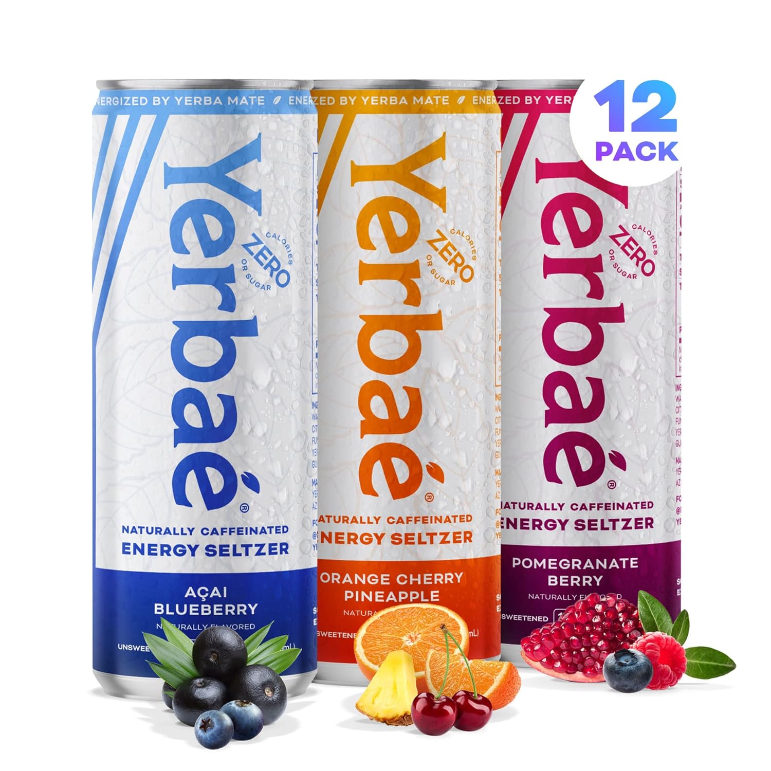 Yerbaé Energy Beverage - Variety Power Pack, 0 Sugar, 0 Calories, 0 Carbs. Yerbae is Energized by Yerba Mate, Plant-Based, Healthy Alternative to Sugary Energy Drinks, 16oz cans (12 Pack)