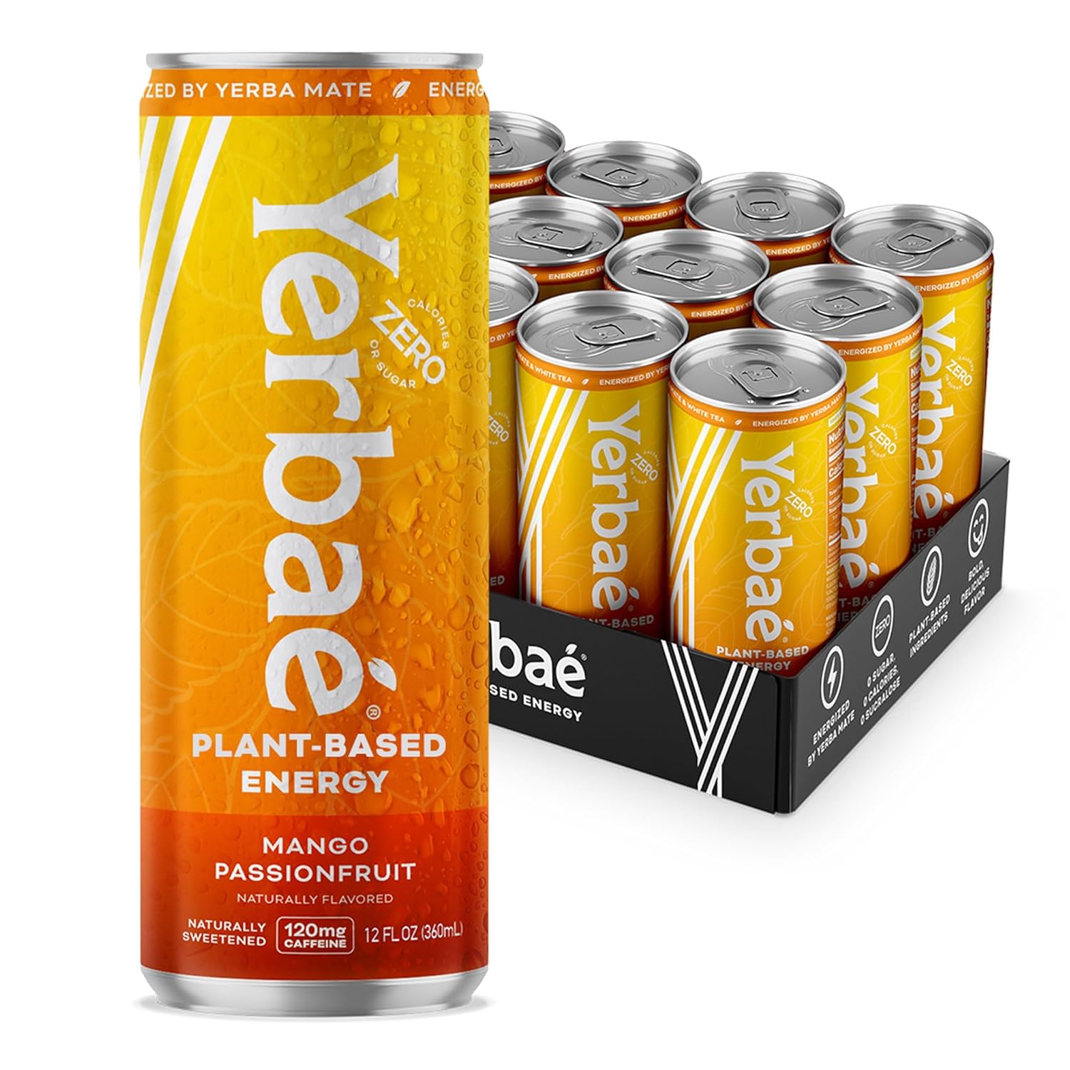 Yerbaé Energy Beverage - Variety Power Pack, 0 Sugar, 0 Calories, 0 Carbs. Yerbae is Energized by Yerba Mate, Plant-Based, Healthy Alternative to Sugary Energy Drinks, 16oz cans (12 Pack)