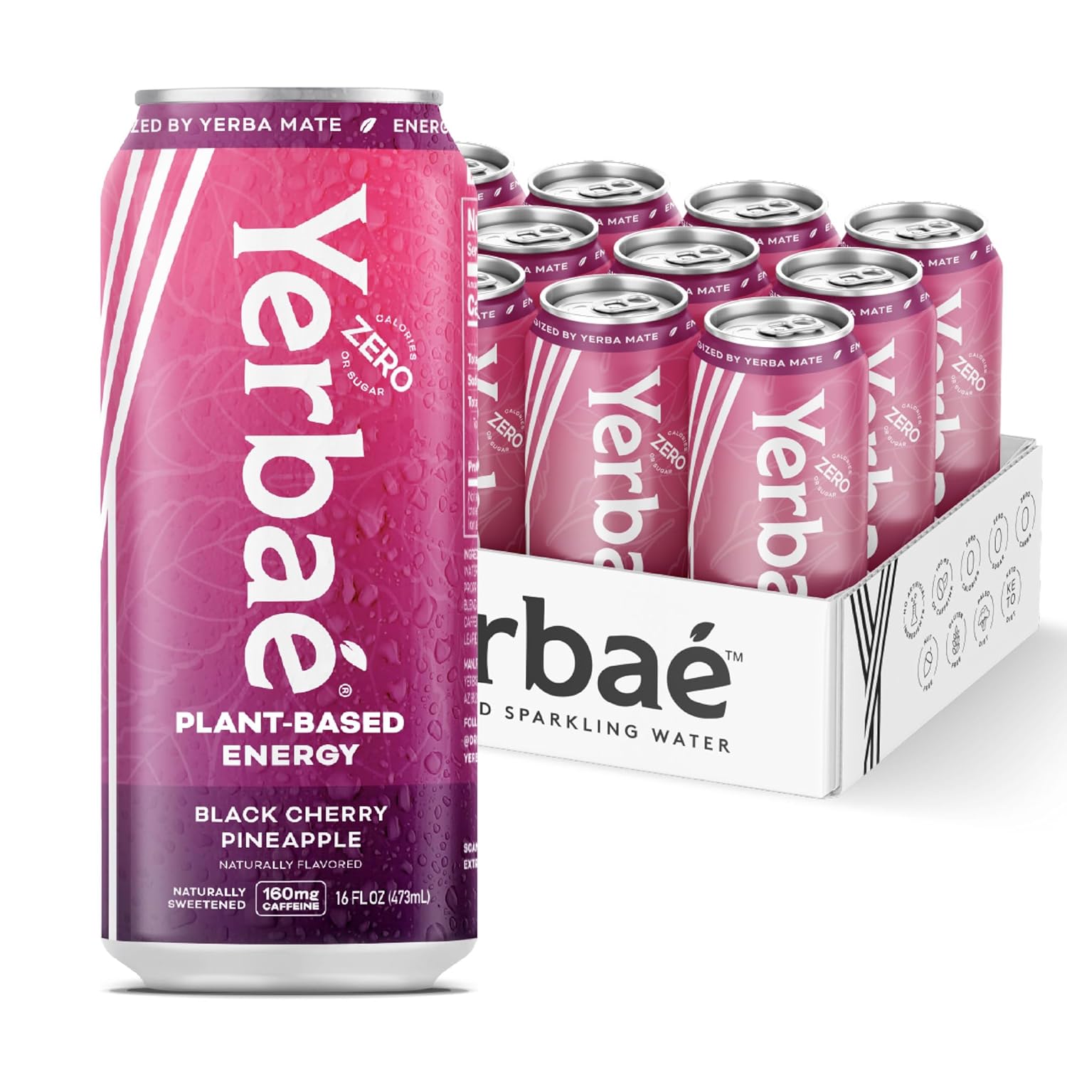 Yerbaé Energy Beverage - Variety Power Pack, 0 Sugar, 0 Calories, 0 Carbs. Yerbae is Energized by Yerba Mate, Plant-Based, Healthy Alternative to Sugary Energy Drinks, 16oz cans (12 Pack)