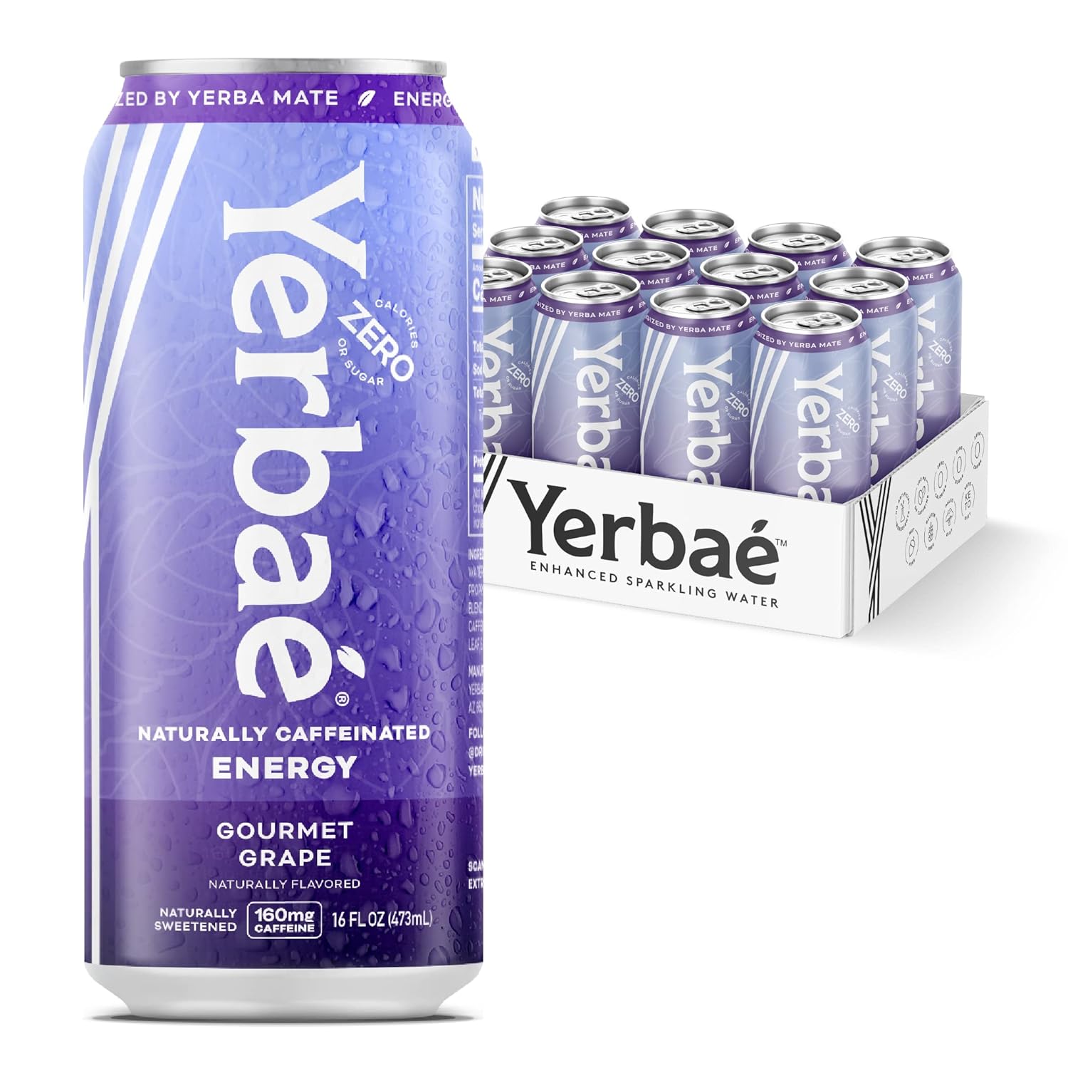 Yerbaé Energy Beverage - Variety Power Pack, 0 Sugar, 0 Calories, 0 Carbs. Yerbae is Energized by Yerba Mate, Plant-Based, Healthy Alternative to Sugary Energy Drinks, 16oz cans (12 Pack)
