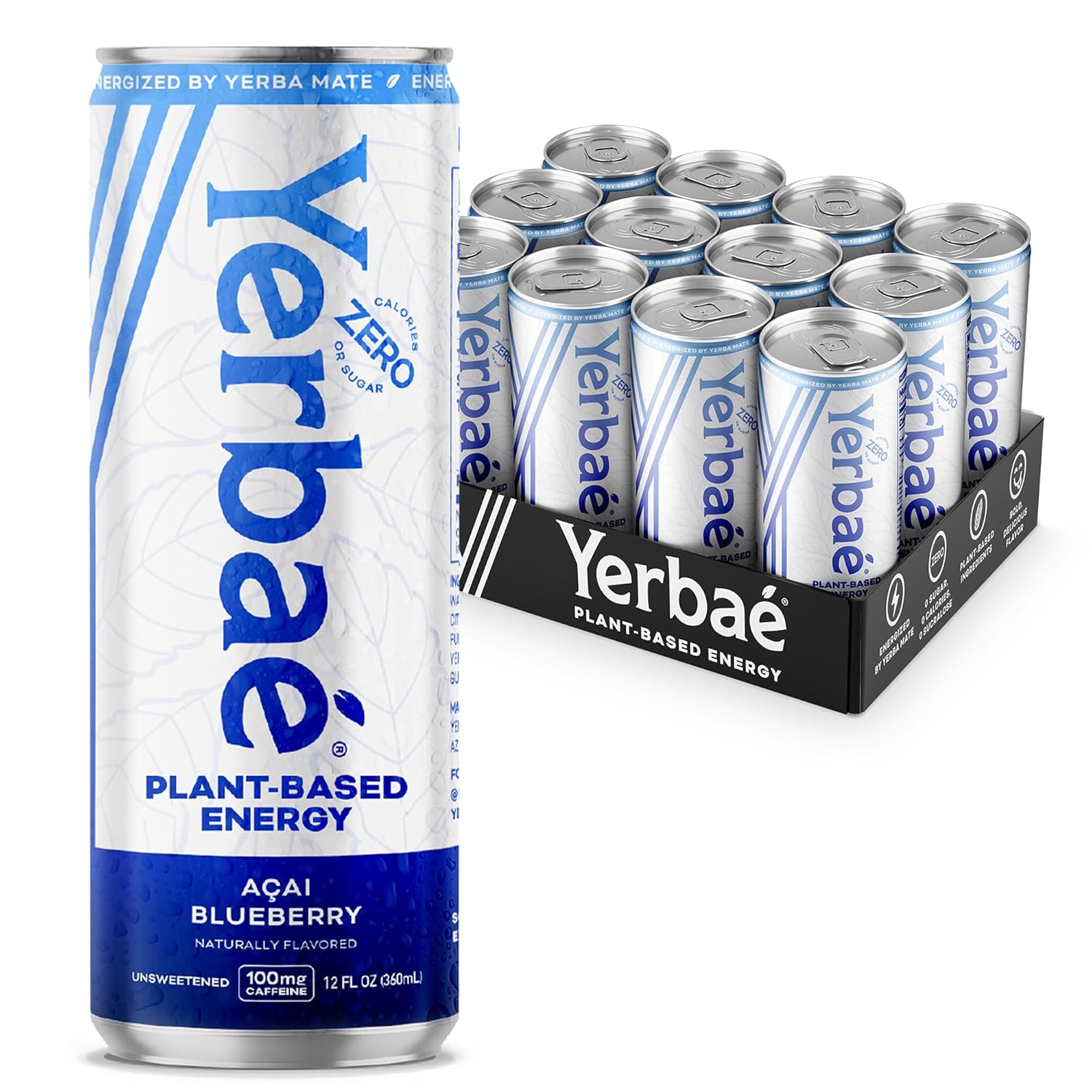 Yerbaé Energy Beverage - Variety Power Pack, 0 Sugar, 0 Calories, 0 Carbs. Yerbae is Energized by Yerba Mate, Plant-Based, Healthy Alternative to Sugary Energy Drinks, 16oz cans (12 Pack)