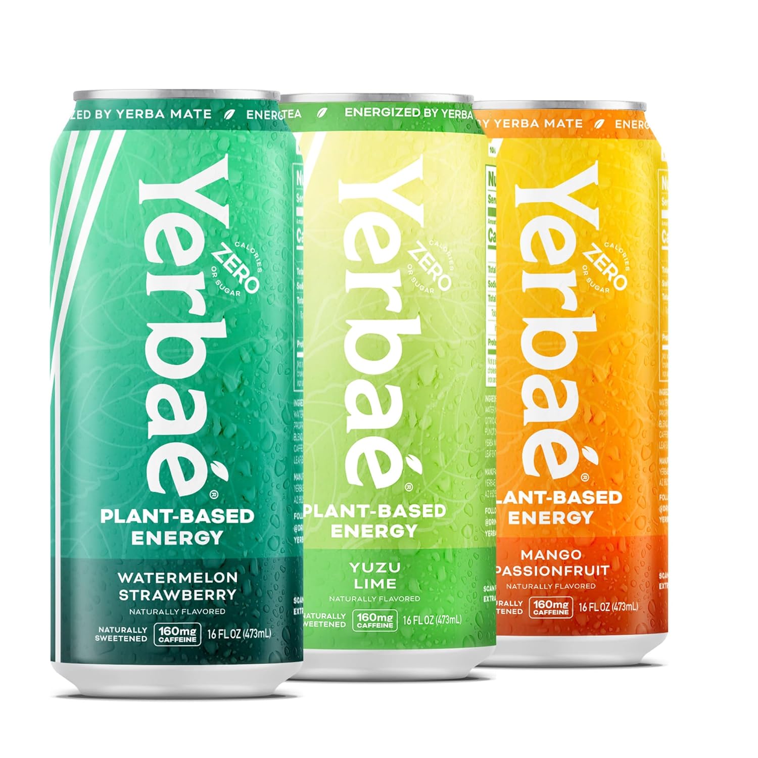 Yerbaé Energy Beverage - Variety Power Pack, 0 Sugar, 0 Calories, 0 Carbs. Yerbae is Energized by Yerba Mate, Plant-Based, Healthy Alternative to Sugary Energy Drinks, 16oz cans (12 Pack)