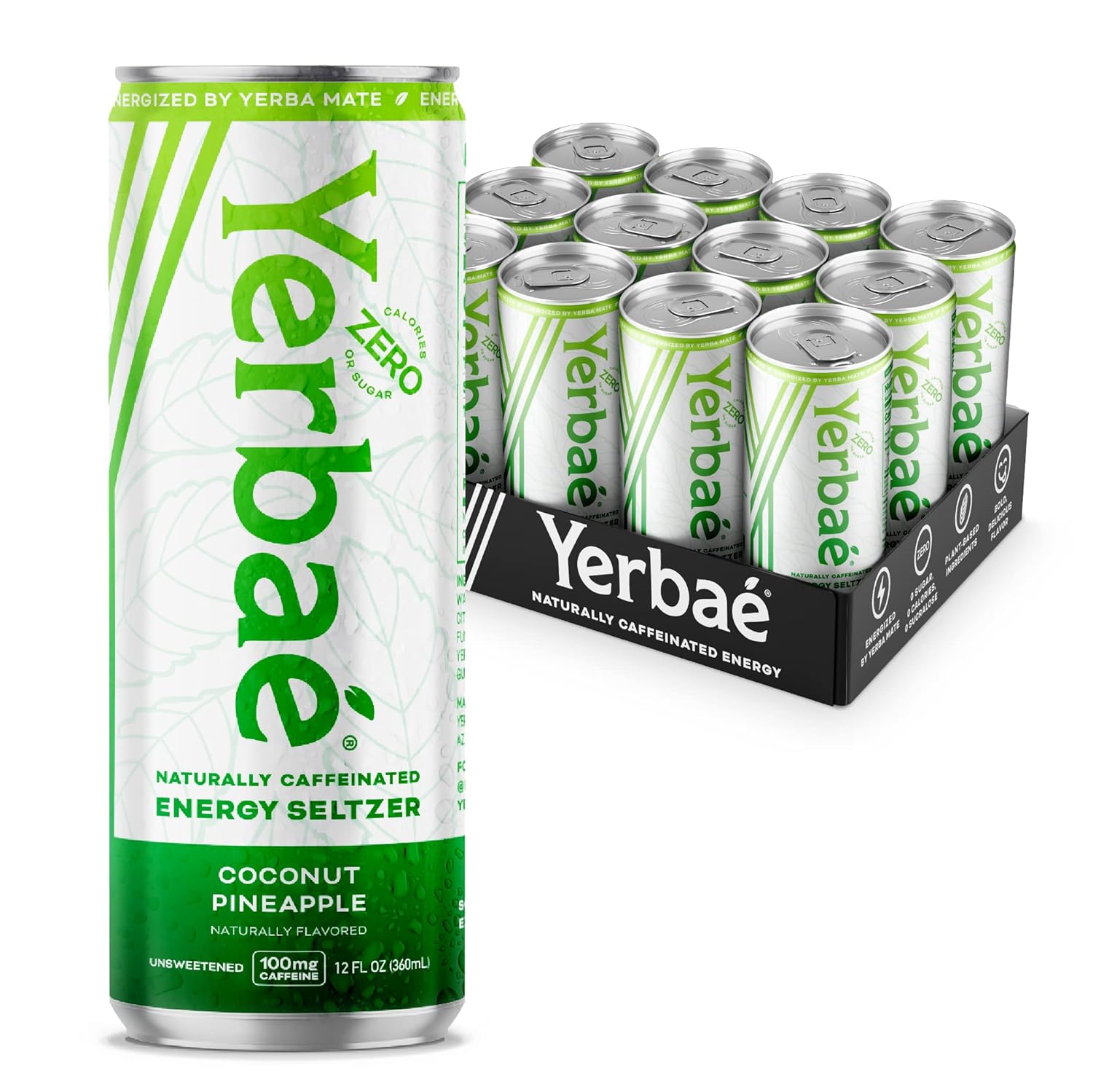 Yerbaé Energy Beverage - Variety Power Pack, 0 Sugar, 0 Calories, 0 Carbs. Yerbae is Energized by Yerba Mate, Plant-Based, Healthy Alternative to Sugary Energy Drinks, 16oz cans (12 Pack)